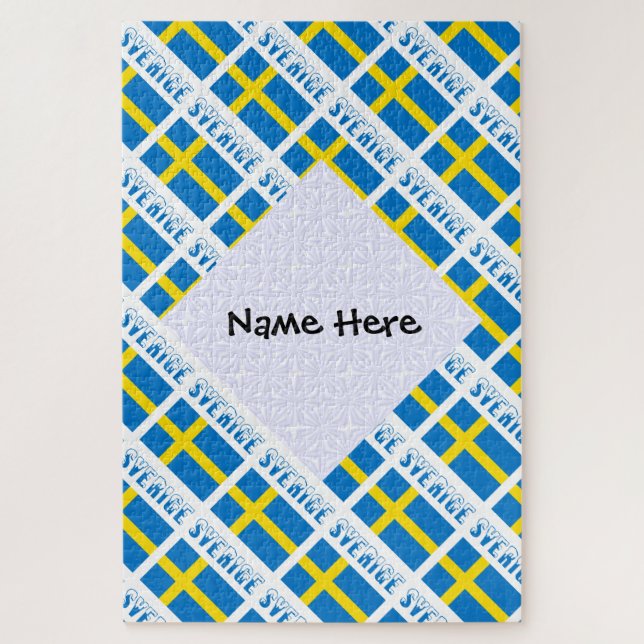 Personalised Sverige Flagge Tiled Jigsaw Puzzle (Vertical)