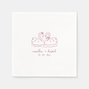 Personalised swan wedding cocktail napkin