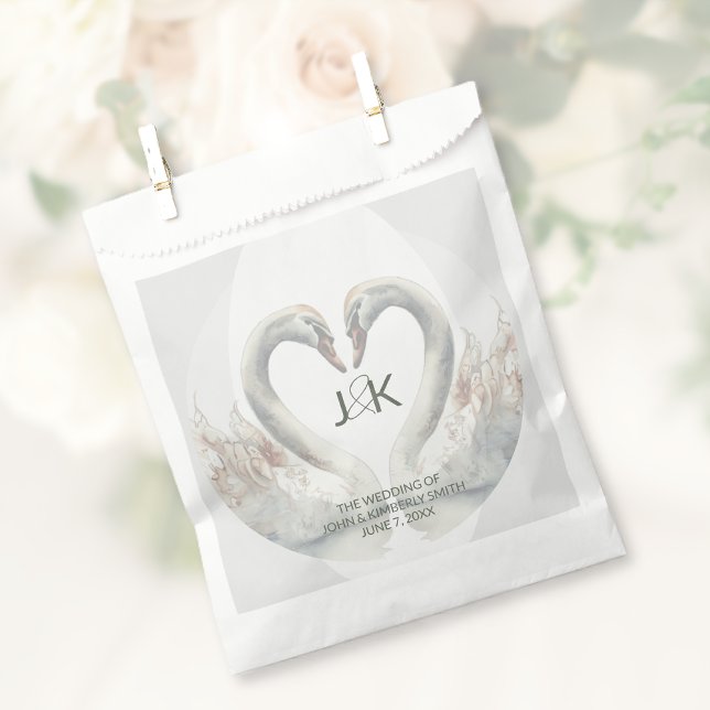 Personalised Swan Wedding Favour Bag (Personalized Swan Wedding Favor Bag)