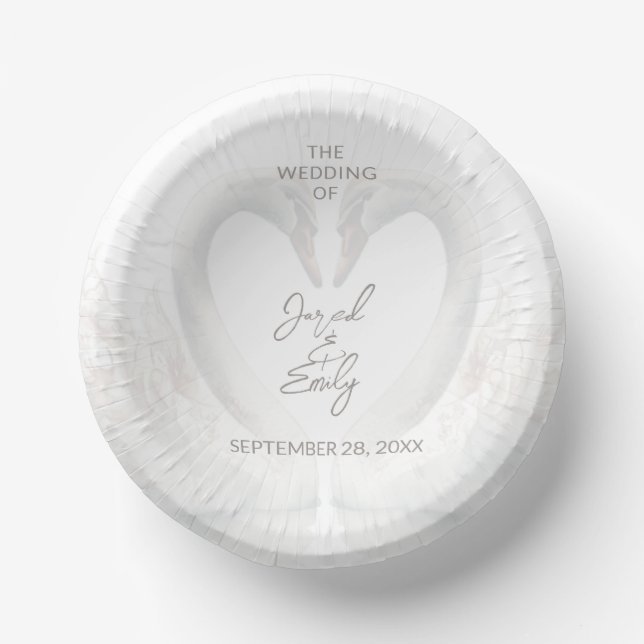 Personalised Swan Wedding Paper Plate (Front)