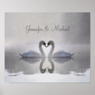 Personalised Swans in Love - Poster