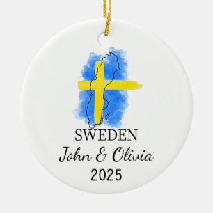 Personalised Sweden Ornament, Sweden Flag Gift Ceramic Ornament