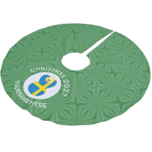 Personalised Swedish Angel Christmas Flag Brushed Polyester Tree Skirt