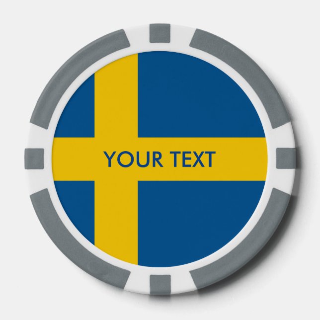 Personalised Swedish flag poker chips (Front)