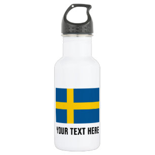 Personalised Swedish flag water bottles for Sweden