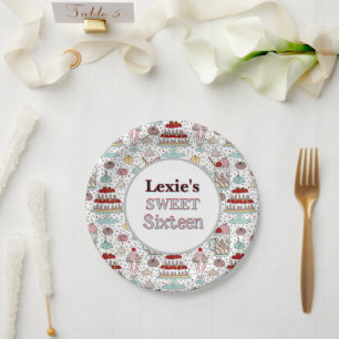 Personalised Sweet 16 Birthday Paper Plate