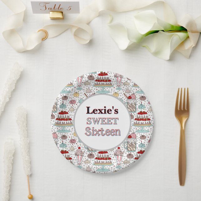 Personalised Sweet 16 Birthday Paper Plate (Wedding)