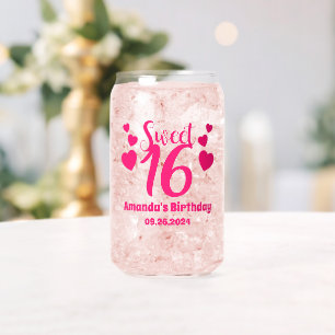Personalised Sweet 16 Birthday Party Favours Can Glass