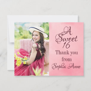 Personalised Sweet 16 Birthday Photo Thank You Card