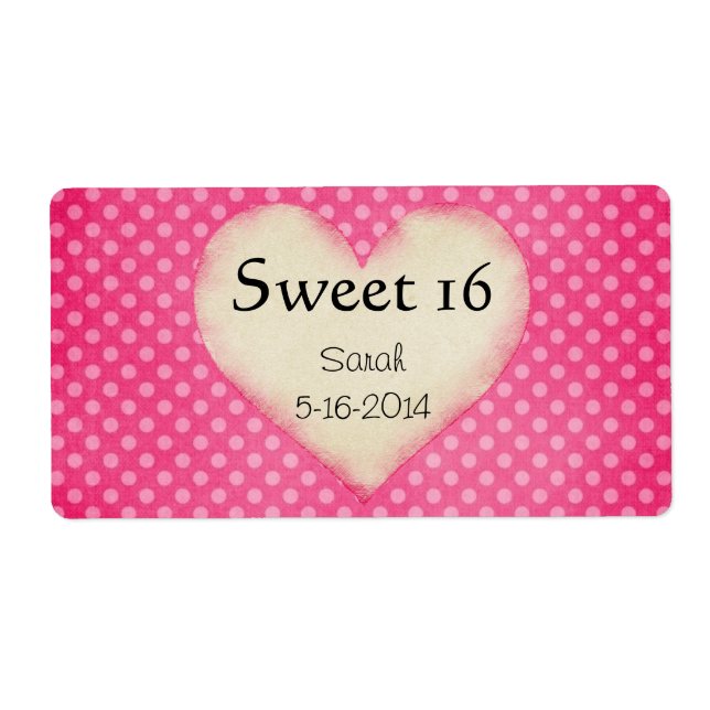 Personalised Sweet 16 Label Template (Front)