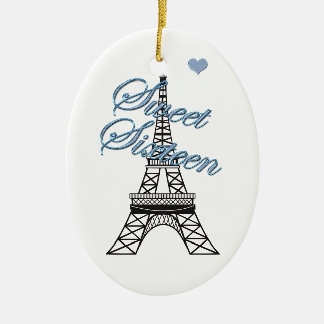 Personalised Sweet 16  Paris Eiffel Tower Ornament (Front)