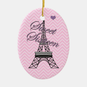 Personalised Sweet 16  Paris Eiffel Tower Ornament