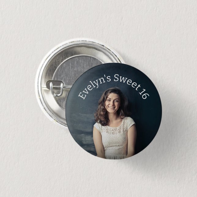 Personalised Sweet 16 Photo 3 Cm Round Badge (Front & Back)