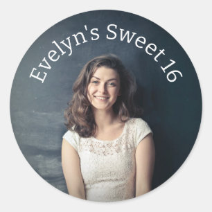 Personalised Sweet 16 Photo Classic Round Sticker