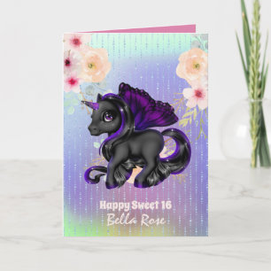 Personalised Sweet 16 Pretty Unicorn Birthday Card