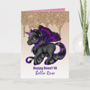 Personalised Sweet 16 Pretty Unicorn Birthday Card