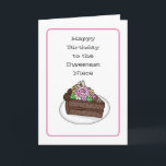 Personalised Sweet Birthday Card for Niece<br><div class="desc">The front of the card has a hand drawn piece of chocolate birthday cake with pink roses and a butterfly. Personalised it by adding a name or family member on the front.</div>
