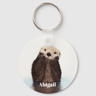 personalised Sweet Brown sea Otter Drawing Key Ring