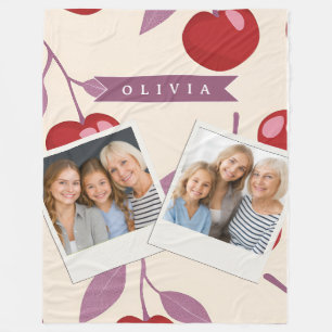 Personalised Sweet Cherry Pattern Cute Girly Retro Fleece Blanket