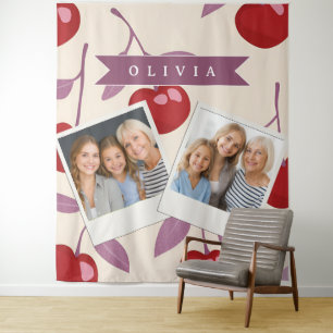 Personalised Sweet Cherry Pattern Cute Girly Retro Tapestry