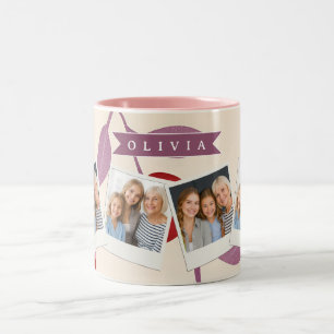 Personalised Sweet Cherry Pattern Cute Girly Retro Two-Tone Coffee Mug