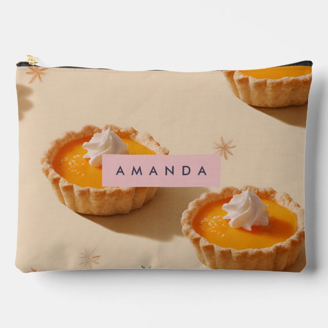 Personalised Sweet Custard Tart Pattern Accessory Pouch (Front)
