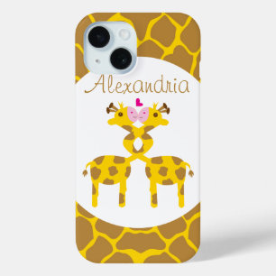 Personalised Sweet Giraffes in Love iPhone 15 Case