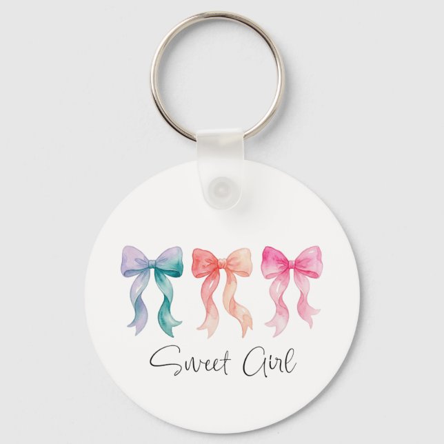 Personalised Sweet Girl Keychain | Custom Name Bow (Front)