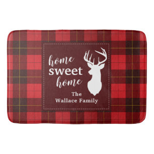 Personalised Sweet Home Tartan Clan Wallace Plaid Bath Mat