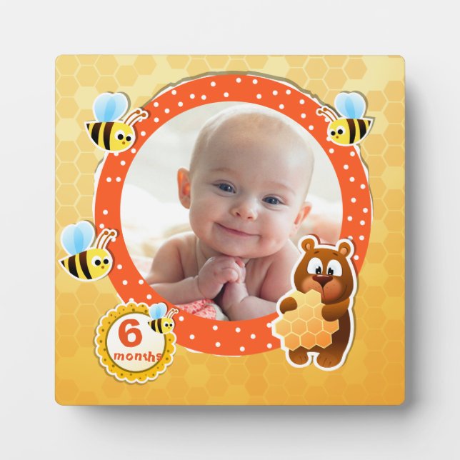 Personalised Sweet honey bee bear baby photo frame (Front)