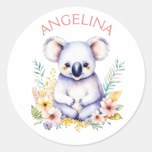 Personalised Sweet Koala Bear Baby Nursery Art Classic Round Sticker