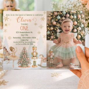 Personalised Sweet One Nutcracker Photo Birthday Invitation