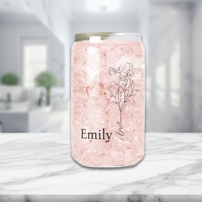 Personalised Sweet Pea April Birth Month Flower Can Glass (Personalized Sweet Pea April Birth Month Flower Can Glass)