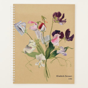Personalised Sweet Peas Vintage Floral Planner