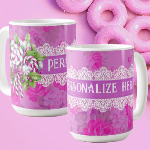 Personalised Sweet Pink and Purple Christmas Coffee Mug