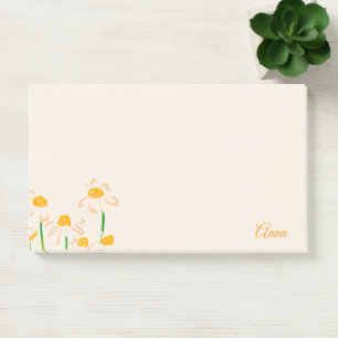 Personalised sweet pink background floral post-it notes