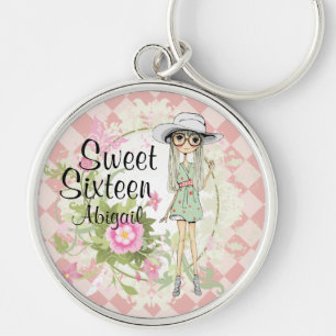 Personalised Sweet Sixteen Cool Girl Sweet 16 Key Ring