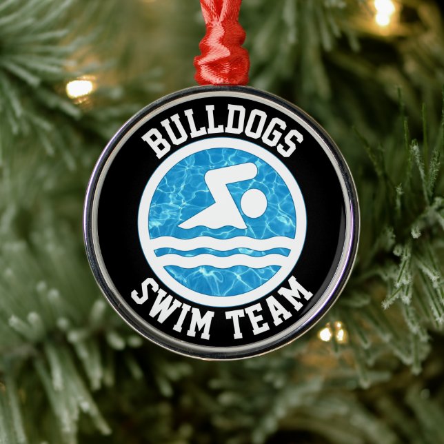 Personalised Swim Team Name Swimming and Diving Metal Ornament (Tree)