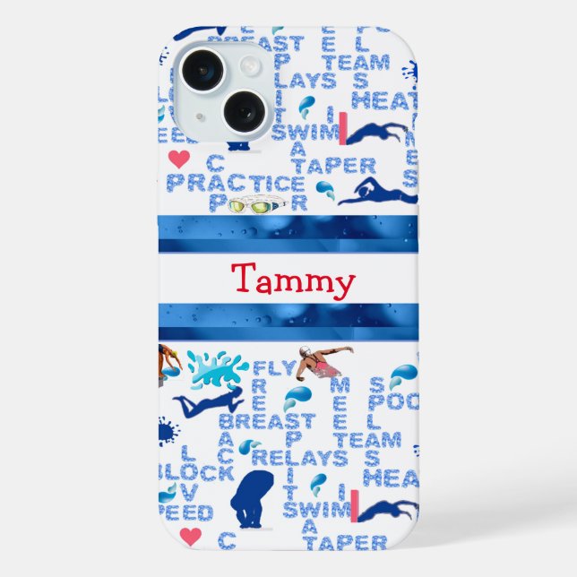 Personalised Swimmers Words iPhone Case (Back)