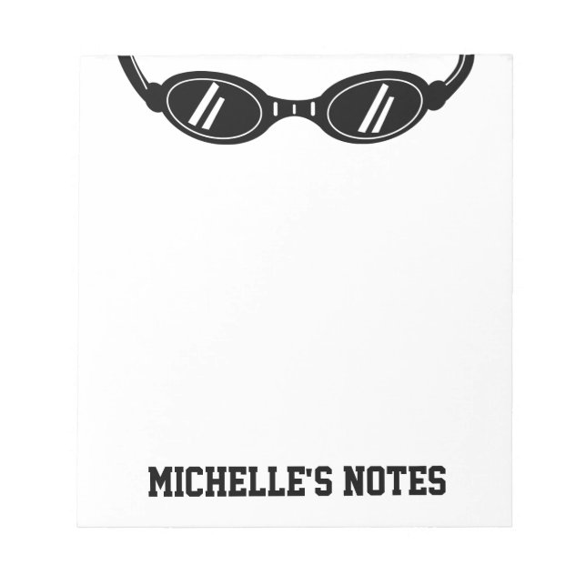 Personalised  swimming goggles writing notepads (Front)