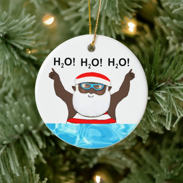 Personalised Swimming Holiday Gift Ceramic Ornament (Tree)