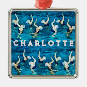 Personalised Swimming Holiday Gift Metal Ornament