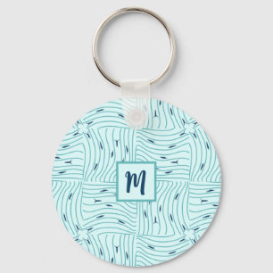 Personalised Swimming Minimalist Ocean Waves  Key Ring