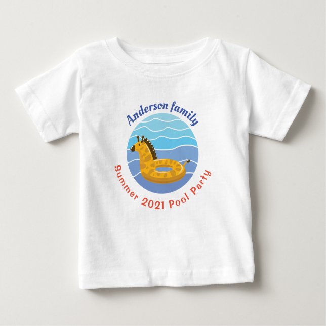 Personalised Swimming pool Party Baby T-Shirt (Front)