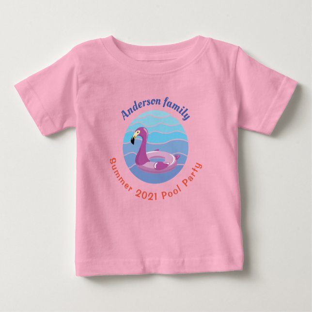 Personalised Swimming pool Party Baby T-Shirt (Front)