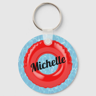 Personalised Swimming Pool Red Tube Key Ring