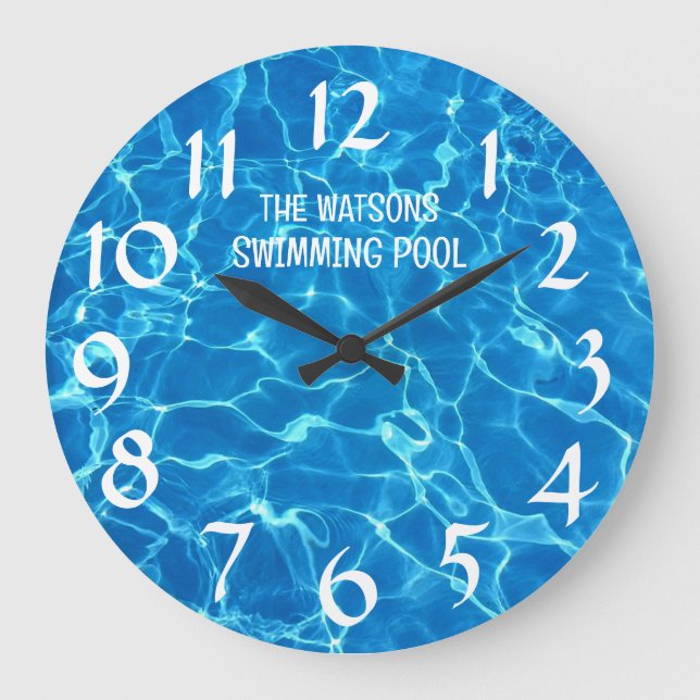 Personalised Swimming Pool Water Large Clock (Front)