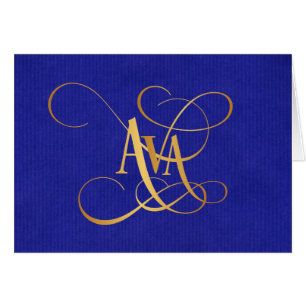 Personalised Swirly Script Ava Gold on Blue
