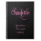 Personalised Swirly Script Charlotte Pink on Black