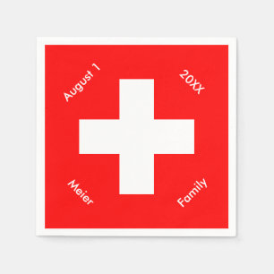Personalised Swiss Flag Custom Switzerland Napkin